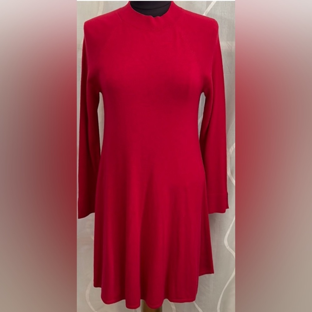 LOFT LONG SLEEVE RED SWEATER DRESS SIZE EXTRA SMALL